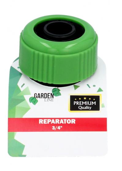 Reparator umożliwiający połączenie węża ogrodowego 3/4. Doskonale łączy oraz zapobiega wyciekaniu wody.
