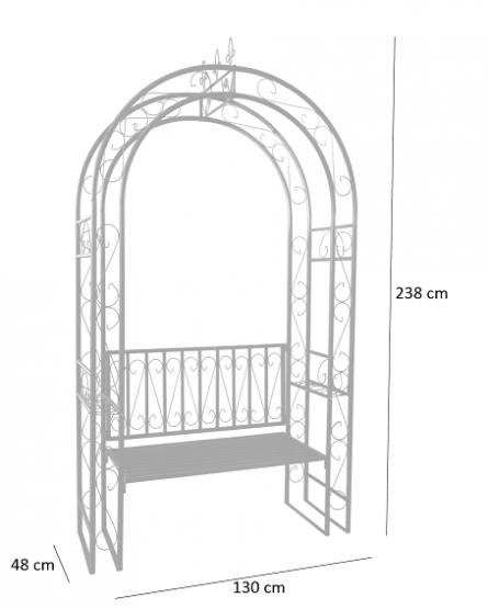 PERGOLA OGRODOWA Z ŁAWKĄ 130 x 48 x 238 CM