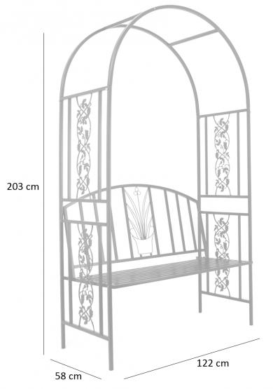 PERGOLA OGRODOWA Z ŁAWKĄ 122 X 58 X 203 CM
