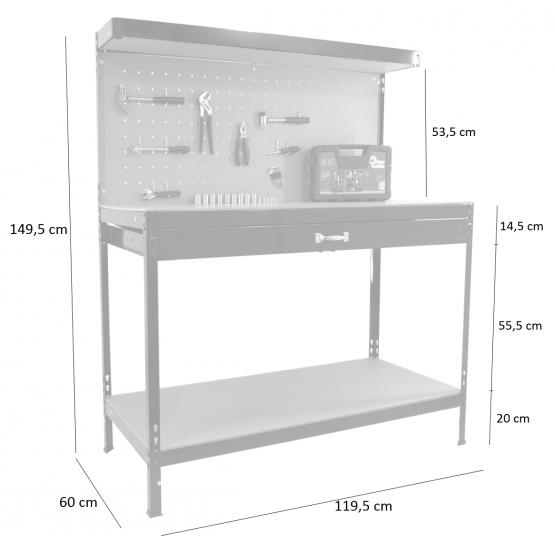 STÓŁ WARSZTATOWY Z SZUFLADĄ 120 x 60 x 150 CM