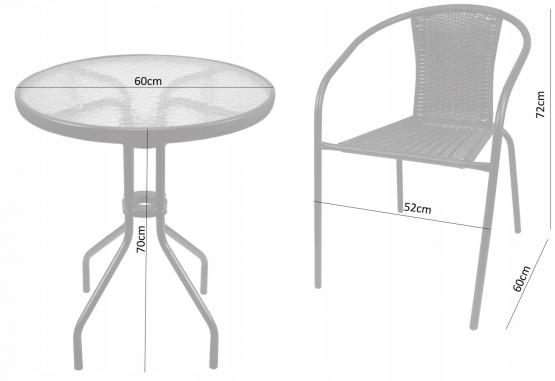 Zestaw mebli ogrodowych - stolik + 2 krzesła