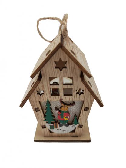 OZDOBA BOŻONARODZENIOWA - LAMPION DOMEK 8 x 5,5 x 11 CM LED MIX WZORÓW 