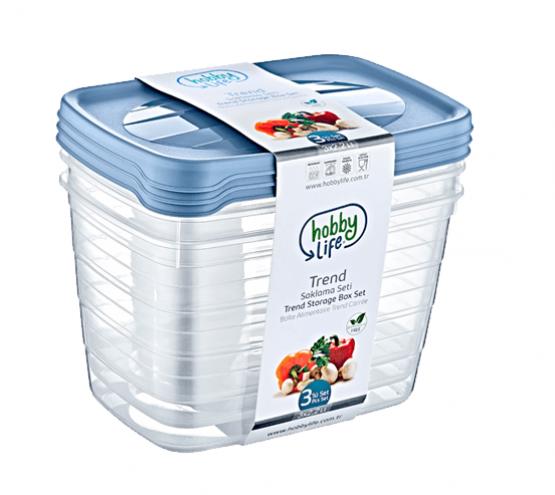 KPL. 3 POJEMNIKÓW PROSTOKĄTNYCH GŁĘBOKICH TREND BOX 2,2L *4848