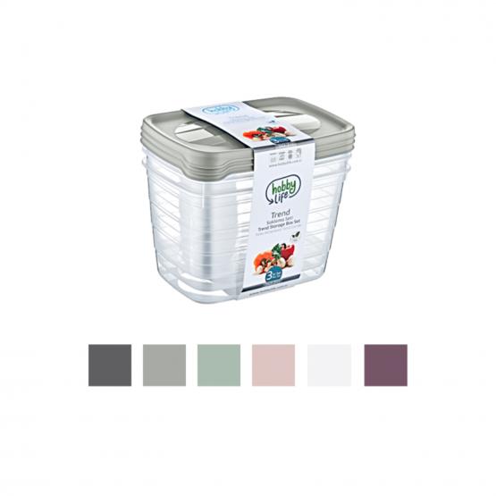 KPL. 3 POJEMNIKÓW PROSTOKĄTNYCH GŁĘBOKICH TREND BOX 2,2L *4848