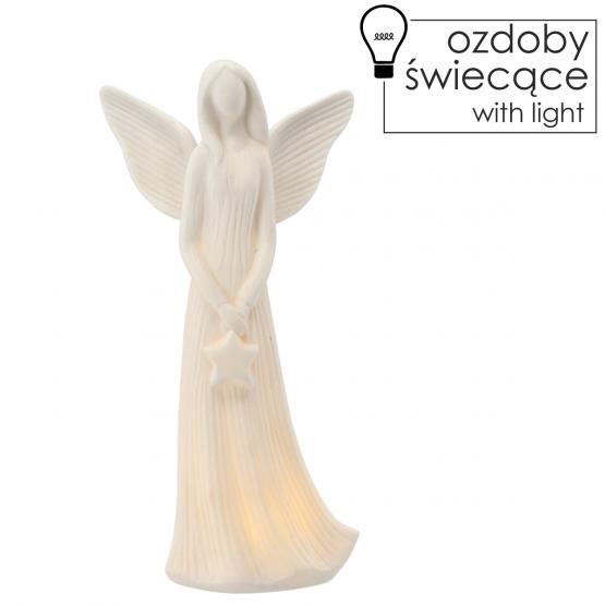 FIGURKA ANIOŁ Z GWIAZDKĄ LED WYS. 23,6 CM 