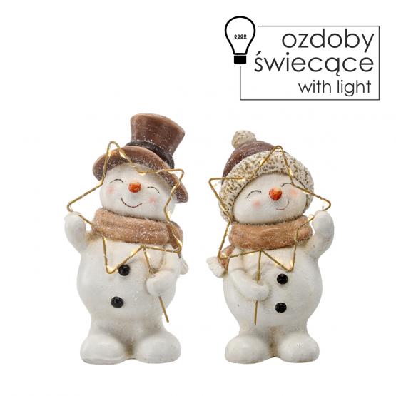 FIGURKA BOŻONAR. - BAŁWANEK Z GWIAZDKĄ 21 CM LED