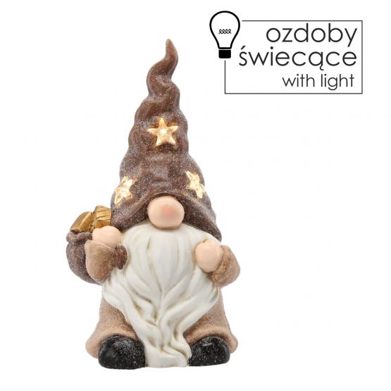 GOT0897 FIGURKA BOŻONAR. - SKRZAT Z WORKIEM PREZENTÓW 20.5 x 17 x 37.5 CM LED