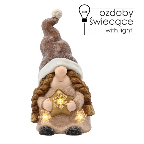 GOT0903 FIGURKA BOŻONAR. - SKRZAT Z WARKOCZAMI I GWIAZDKAMI 38.5 CM LED