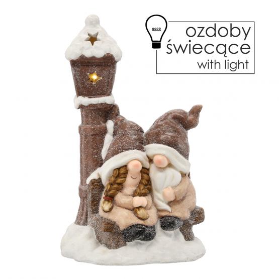 GOT0842 FIGURKA BOŻONAR. - PARA SKRZATÓW Z LATARNIĄ 44 CM LED