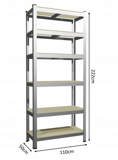 REGAŁ 6-POZIOMOWY 222 X 110 X 50 CM UDŹWIG PÓŁKI: 175 KG