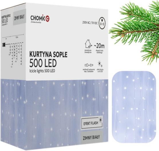 KURTYNA SOPLE 500L ZIMNY BIAŁY + ZIMNY FLASH, DŁ. 3 + 20 M