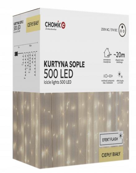 KURTYNA SOPLE 500L CIEPŁY BIAŁY + ZIMNY FLASH, DŁ. 3 + 20 M 