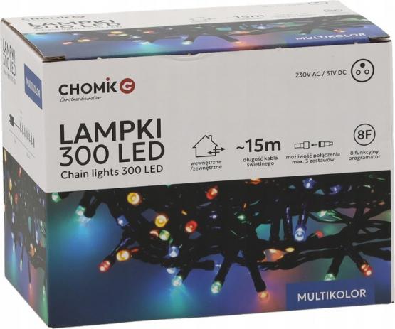 LAMPKI LED 300L MULTIKOLOR DŁ. 3 + 15 M WEWN/ZEWN
