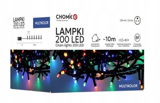 LAMPKI LED 200L MULTIKOLOR DŁ. 3 + 10 M WEWN/ZEWN