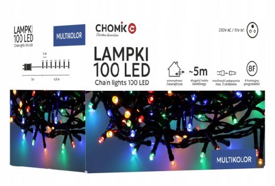 LAMPKI LED 100L MULTIKOLOR DŁ. 3 + 5 M WEWN/ZEWN