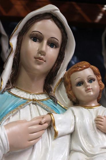 FIGURA BOŻONARODZENIOWA MARYJA Z DZIECIĄTKIEM JEZUS 99 CM SZKLANE OCZY