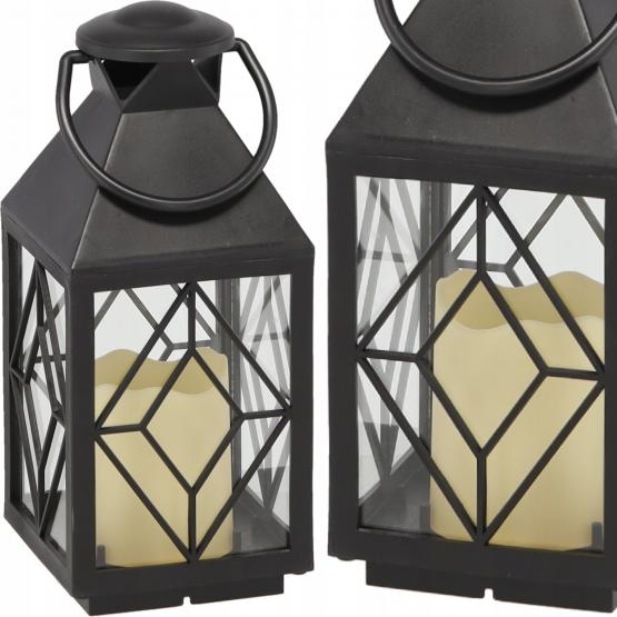 ŚWIĄTECZNY LAMPION 11 x 11 x 26,5 CM Z WKŁADEM LED CZARNY