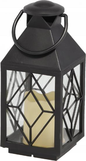 ŚWIĄTECZNY LAMPION 11 x 11 x 26,5 CM Z WKŁADEM LED CZARNY