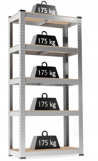 ZESTAW DWÓCH REGAŁÓW 5-POZIOMOWYCH 180 x 90 x 40 CM UDŹWIG PÓŁKI: 175 KG