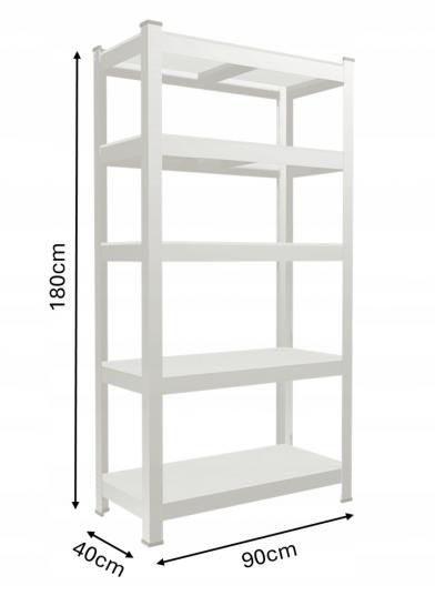 ZESTAW DWÓCH REGAŁÓW 5-POZIOMOWYCH 180 x 90 x 40 CM UDŹWIG PÓŁKI: 175 KG