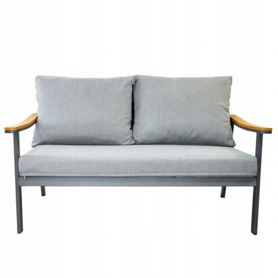 ZESTAW MEBLI OGRODOWYCH LUBLANA ALUMINIOWY SOFA 2 FOTELE STOLIK SZARY