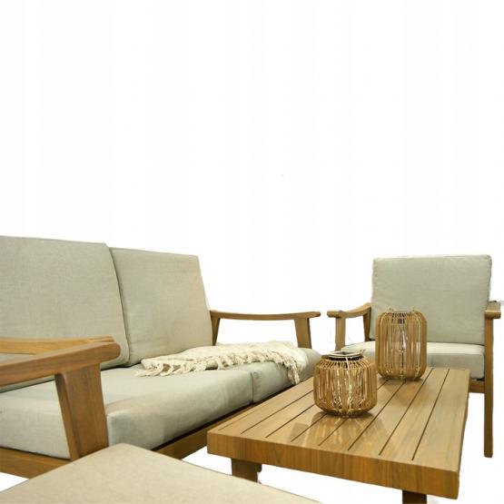 ZESTAW MEBLI OGRODOWYCH TIRANA ALUMINIOWY SOFA 2 FOTELE STOLIK BEŻOWY