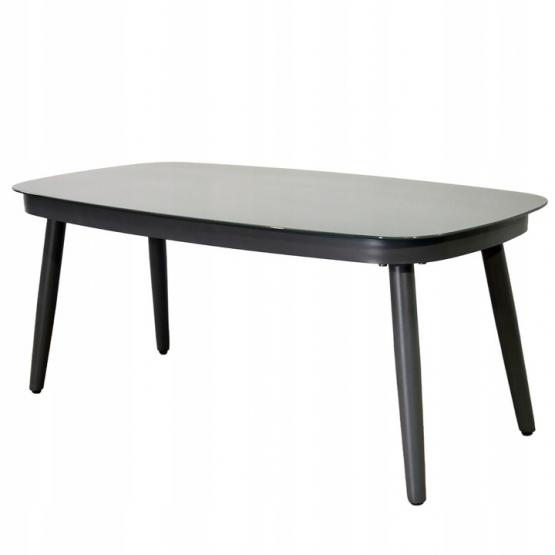 ZESTAW MEBLI OGRODOWYCH SZARY SOFA 2 FOTELE STOLIK PODUSZKI ALUMINIUM