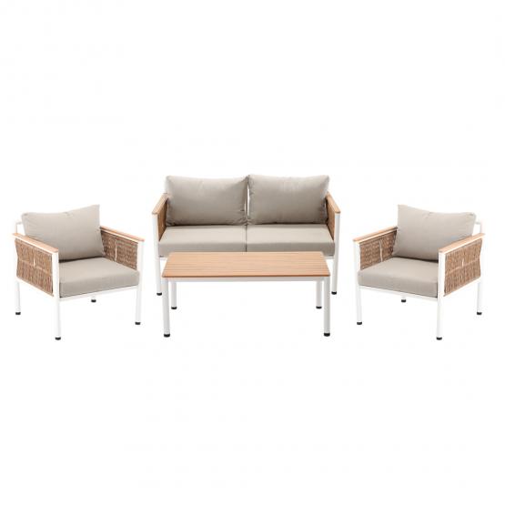 ZESTAW MEBLI OGRODOWYCH ALUMINIOWYCH BELGRAD SOFA FOTELE STOLIK