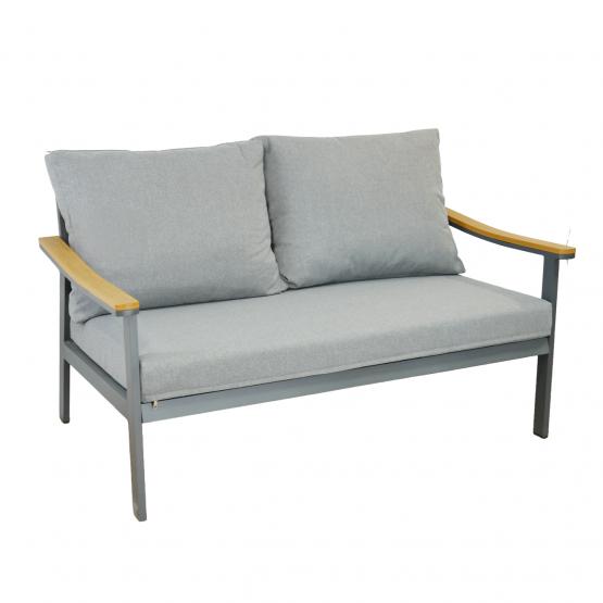 Zestaw Mebli Aluminiowych Lublana Garden Line Szary Aluminiowy - (Sofa + 2 Fotele + Stolik)