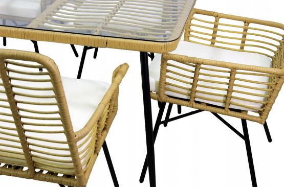 Zestaw Mebli Ogrodowych Garden Line Brązowy z Beżowymi Poduszkami (Stół + 6 Krzeseł)