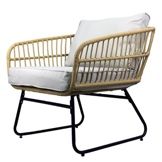 Zestaw Mebli Ogrodowych Garden Line Brązowy z Szarymi Poduszkami - (Sofa + 2 Krzesła + 2 Stoliki)