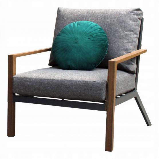 Zestaw Mebli Aluminiowych Astana Garden Line Szary z Szarymi Poduszkami (Sofa + 2 Fotele + Stolik)