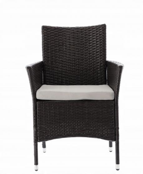 Zestaw Mebli Rattanowych Garden Line Brązowy (Stół + 4 Krzesła + Beżowe Poduszki)
