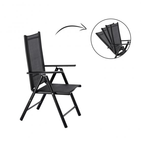 Krzesło Ogrodowe Składane Aluminium Garden Line Czarne