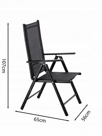Krzesło Ogrodowe Składane Aluminium Garden Line Czarne