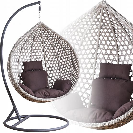Fotel Wiszący XL Szary z Poduszką Garden Line