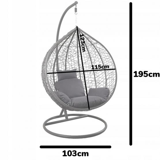 Fotel Wiszący XL Szary z Poduszką Garden Line
