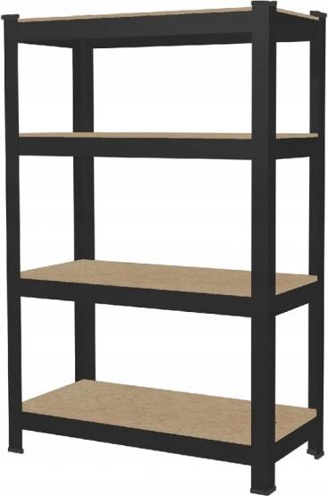 Regał 4-Poziomowy Czarny 150 x 70 x 30 cm Udźwig Półki: 150 Kg