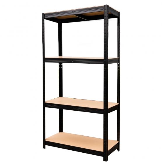 Regał 4-Poziomowy Czarny 150 x 70 x 30 cm Udźwig Półki: 150 Kg