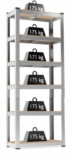 Regał 6-Poziomowy 200 x 90 x 40 cm Udźwig Półki: 175 KG 