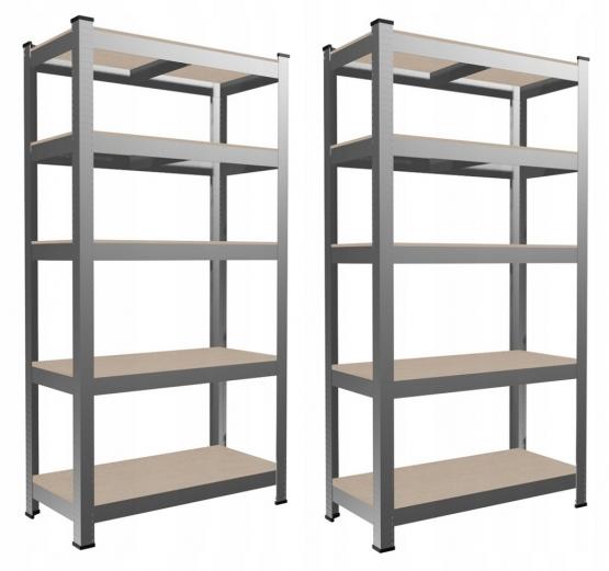 Zestaw 2 Regałów Stalowych 5-Poziomowych 90x30x180 cm Udźwig półki:175 KG
