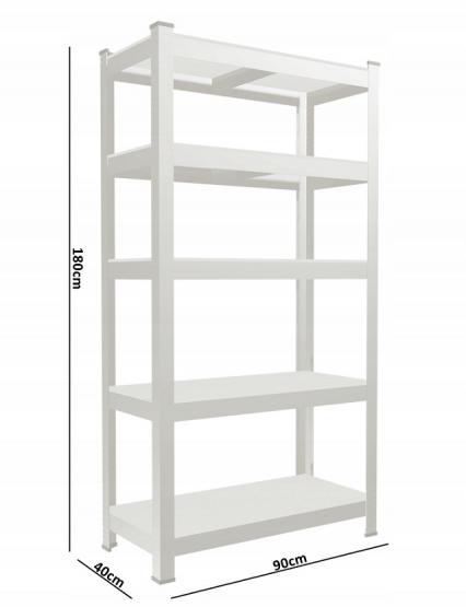 Regał 5-Poziomowy Czarny 180 x 90 x 40 cm Udźwig Półki: 175 KG 