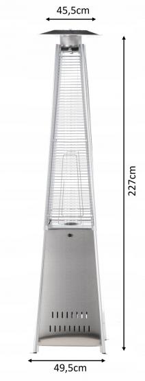 Parasol Gazowy Kwadratowy ze Stali Nierdzewnej 227 cm