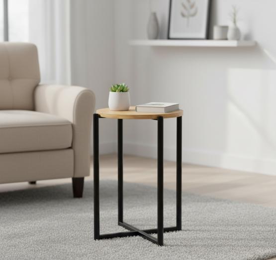 STOLIK OKRĄGŁY Z METALOWĄ PODSTAWĄ ŚR.29 CM WYS. 42 CM