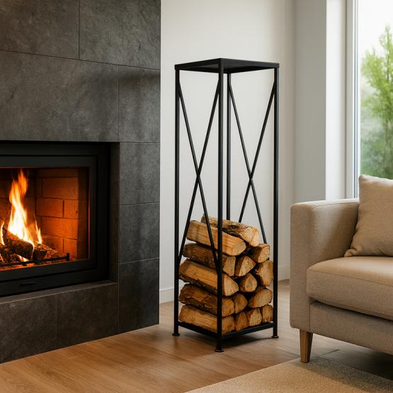 METALOWY STOJAK NA DREWNO OPAŁOWE 34X34X111CM