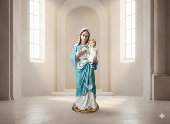 FIGURA MARYJA Z DZIECIĄTKIEM JEZUS 99 CM SZKLANE OCZY