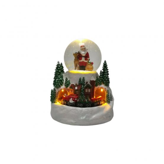 POZYTYWKA BOŻONAR. LED MIASTECZKO ZIMOWE Z KULĄ ŚNIEŻNĄ 19,6 x 19,1 x 24 cm