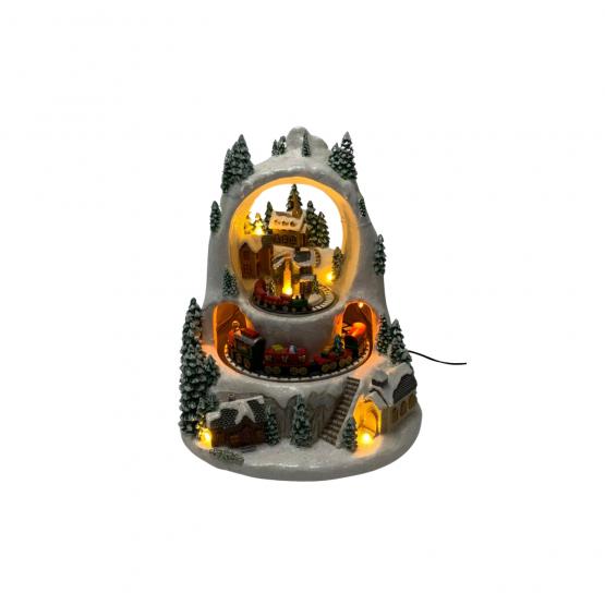 POZYTYWKA BOŻONAR. LED WIOSKA ZIMOWA Z POCIĄGIEM 23 x 23 x 25,5 cm