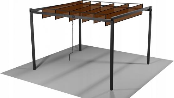 PERGOLA OGRODOWA Z RUCHOMYMI LAMELAMI Z POLIWĘGLANU 3 x 3 M BRĄZOWA