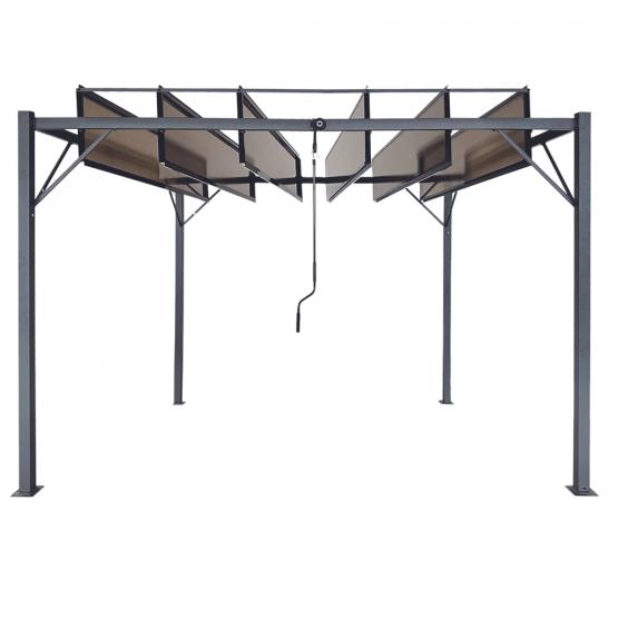 PERGOLA OGRODOWA Z RUCHOMYMI LAMELAMI Z POLIWĘGLANU 3 x 3 M BRĄZOWA